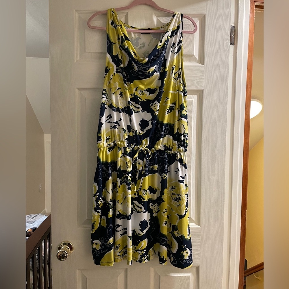 Floral Sleeveless Dress - Yellow and Black
